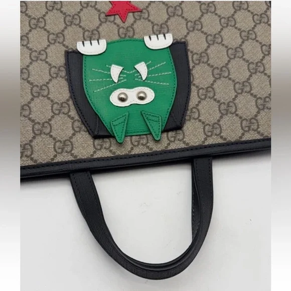 Gucci Monogram Bag with Green Cat and Red Stars - Picture 6 of 11